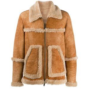 DSQUARED2 Camel Shearling Bomber Jacket Size 50